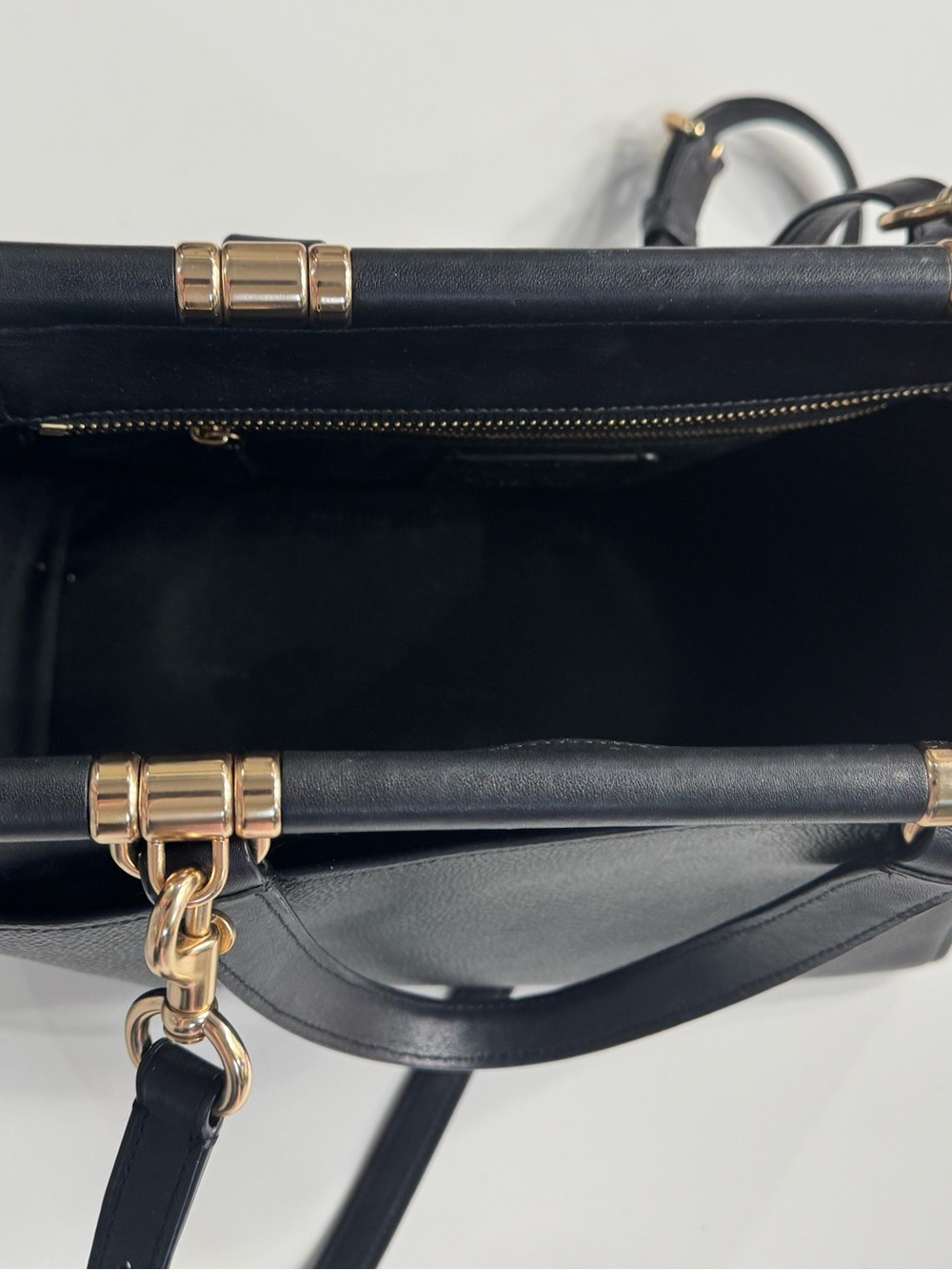 Coach Black Leather Satchel with Gold Hardware and Detachable Strap - Picture 11 of 16
